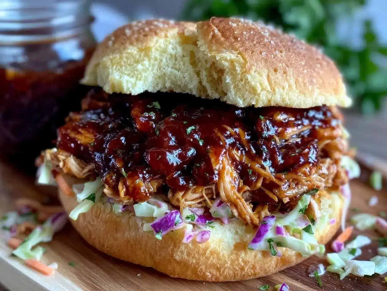 crockpot bbq pulled chicken sandwiches preparation steps