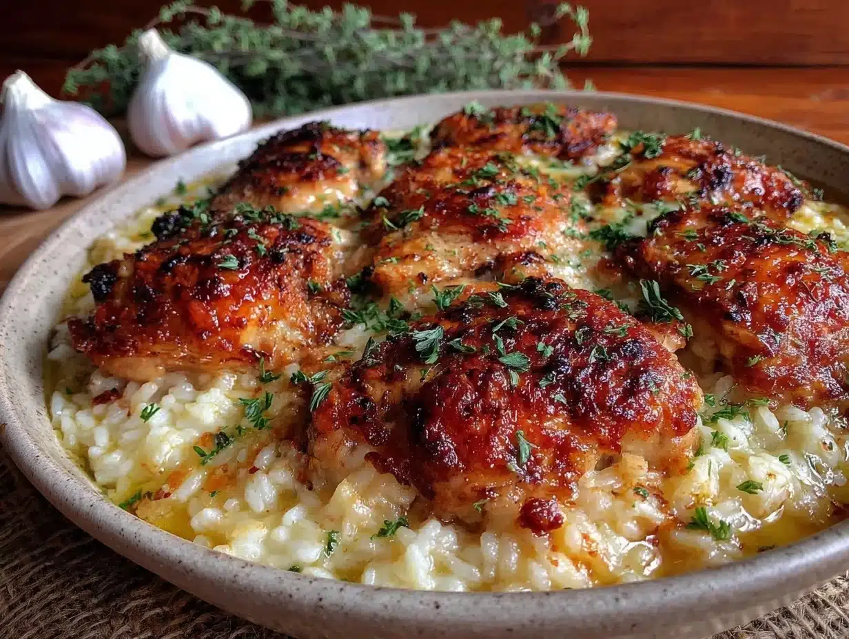 easy creamy chicken and rice casserole - featured image