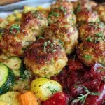 easy crispy turkey meatball sheet pan meal prep - featured image