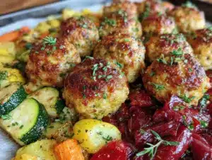 easy crispy turkey meatball sheet pan meal prep - featured image