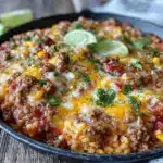 easy ground turkey taco skillet - featured image