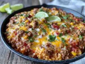 easy ground turkey taco skillet - featured image