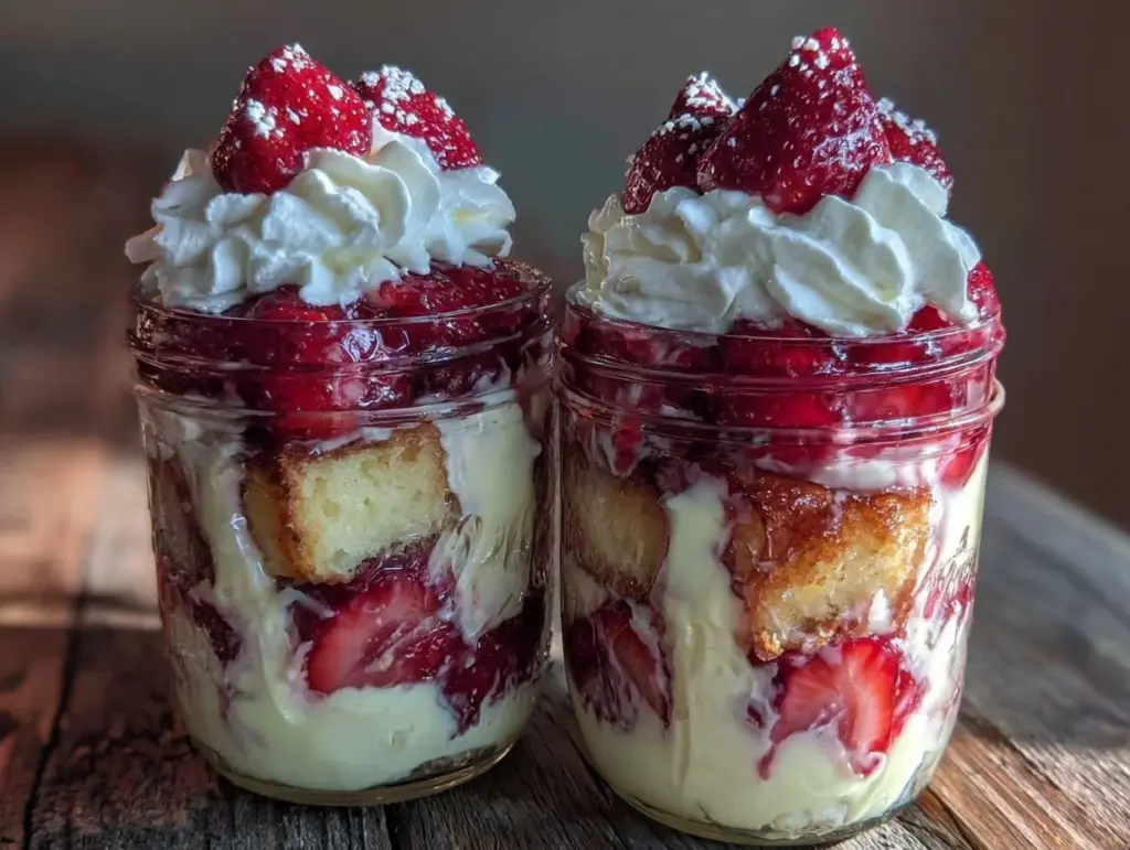 Easy Layered Strawberry Shortcake Trifle Jars - featured image