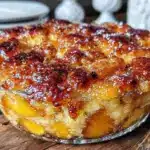 easy peach cobbler dump cake - featured image