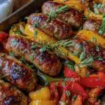 easy sheet pan sausage and peppers - featured image