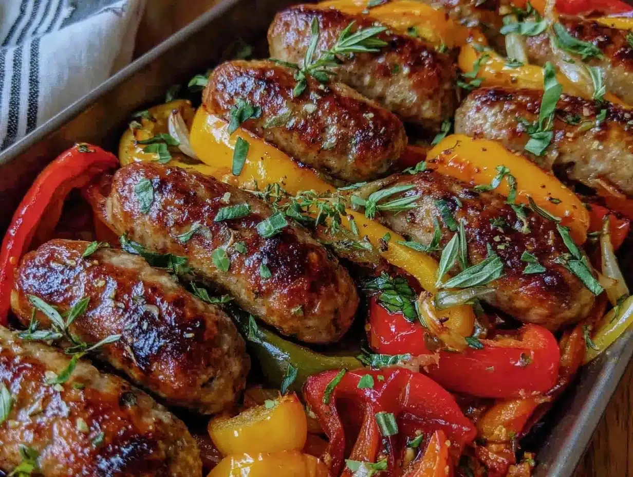 easy sheet pan sausage and peppers - featured image