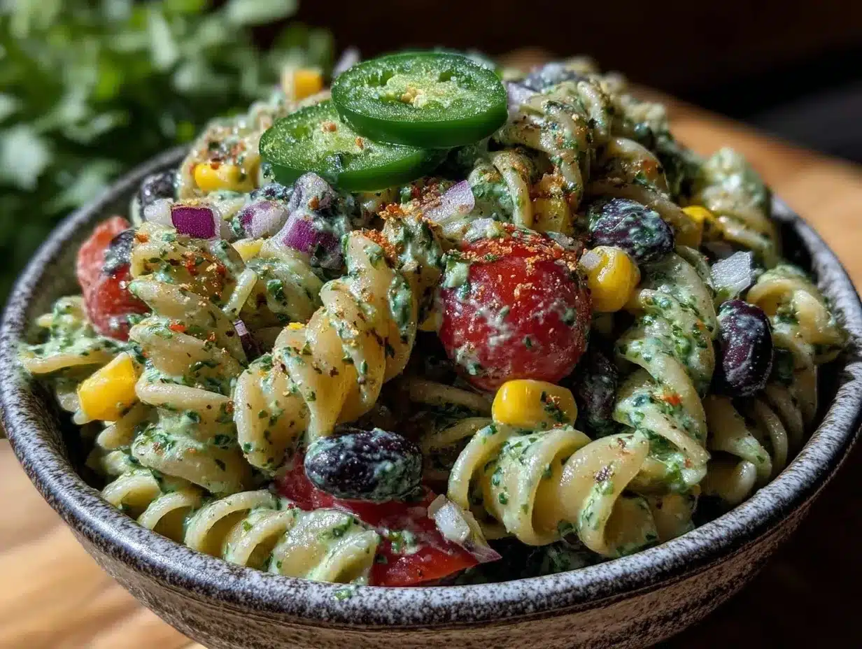 fresh cowboy caviar pasta salad preparation steps