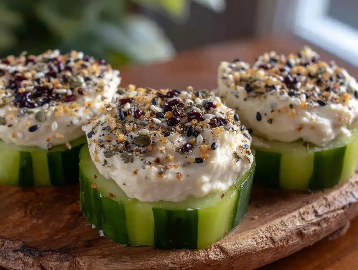 fresh cucumber hummus bites preparation steps