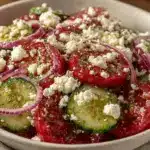 fresh cucumber tomato salad with feta - featured image