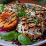 fresh grilled peach and burrata salad - featured image