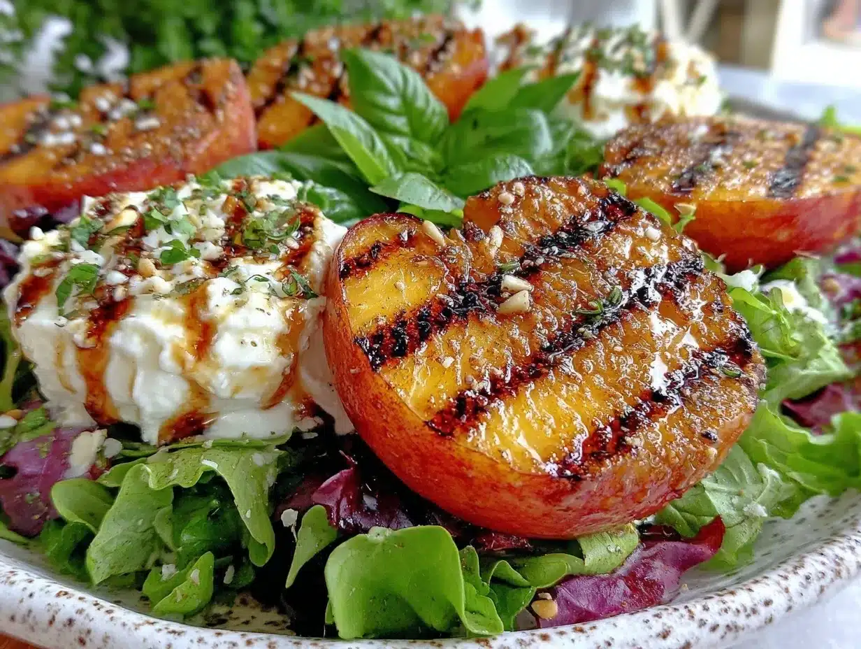 fresh grilled peach and burrata salad preparation steps