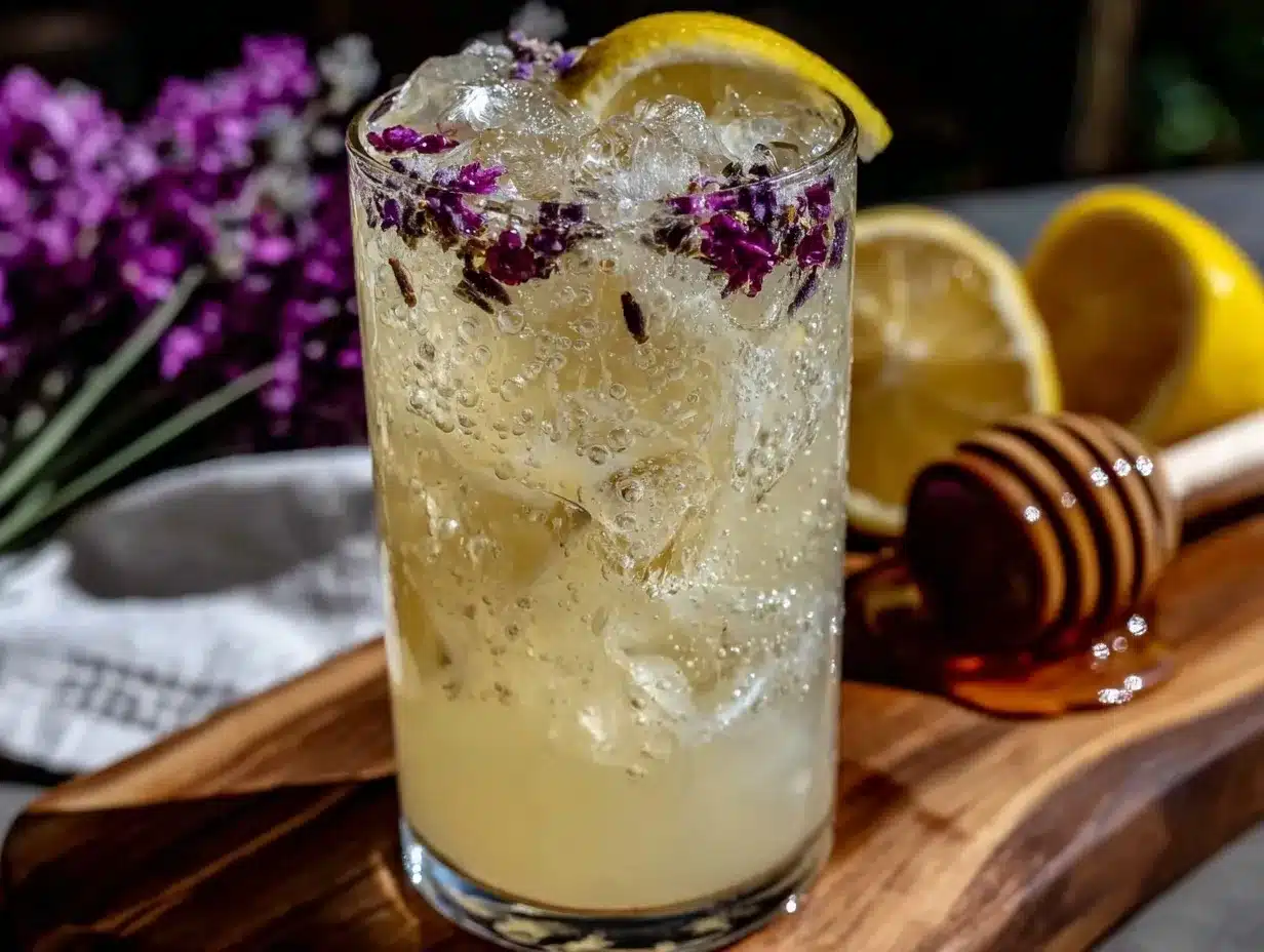 fresh lavender lemonade with honey preparation steps