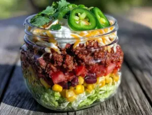 fresh mason jar taco salad - featured image