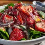 fresh strawberry spinach salad - featured image
