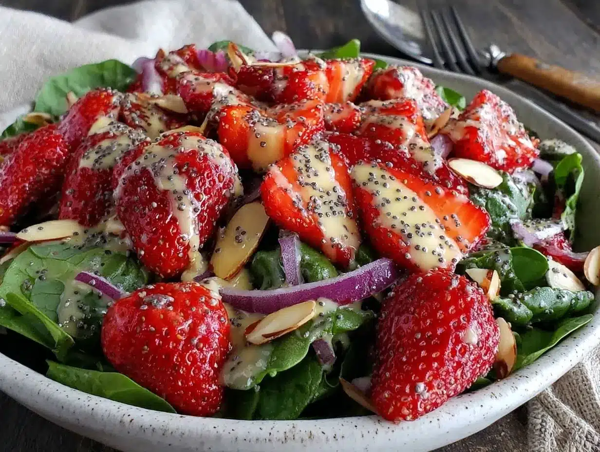 fresh strawberry spinach salad preparation steps