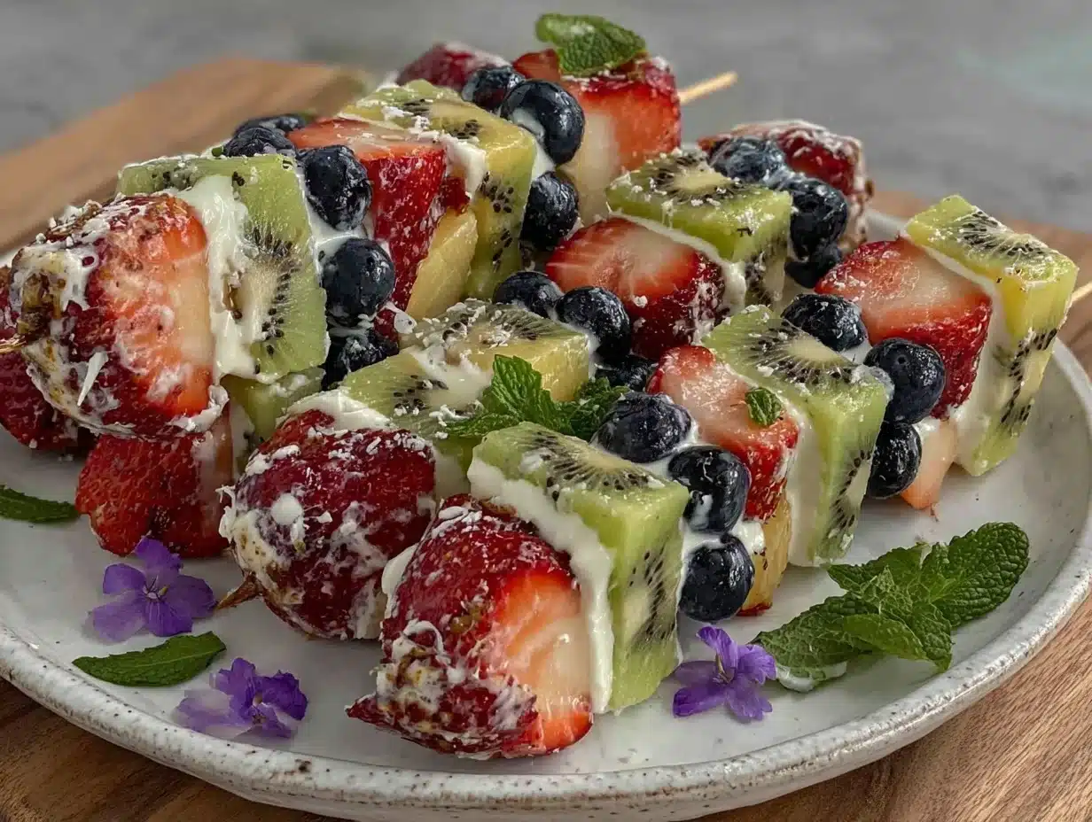 frozen fruit and yogurt kabobs - featured image