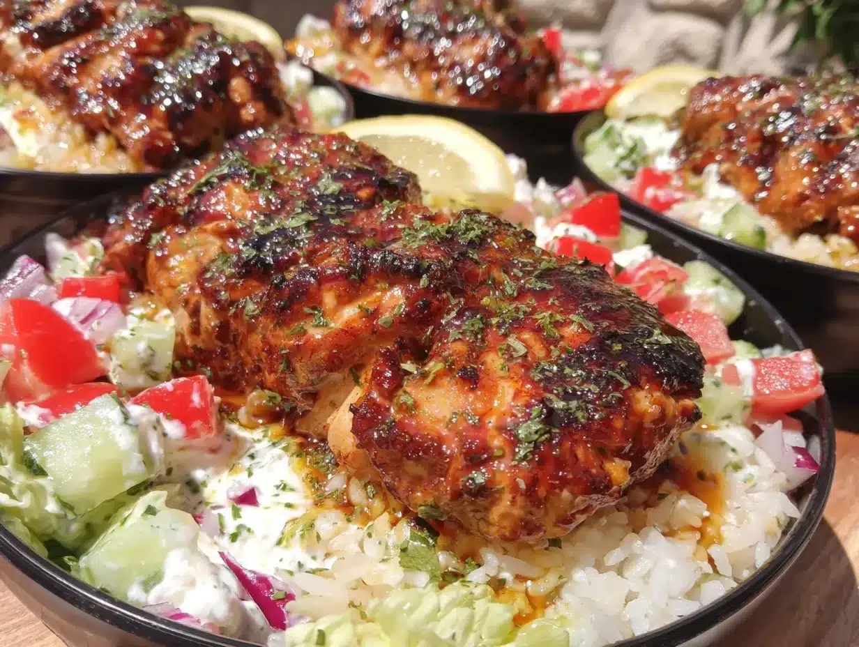 Greek chicken meal prep bowls preparation steps