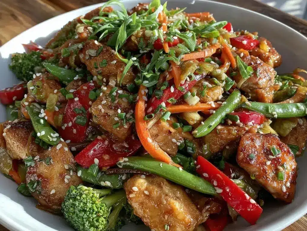healthy gestational diabetes chicken stir fry - featured image