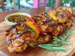 honey mustard chicken skewers - featured image