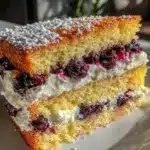lemon blueberry layer cake - featured image