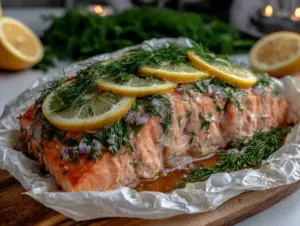 lemon dill baked salmon - featured image