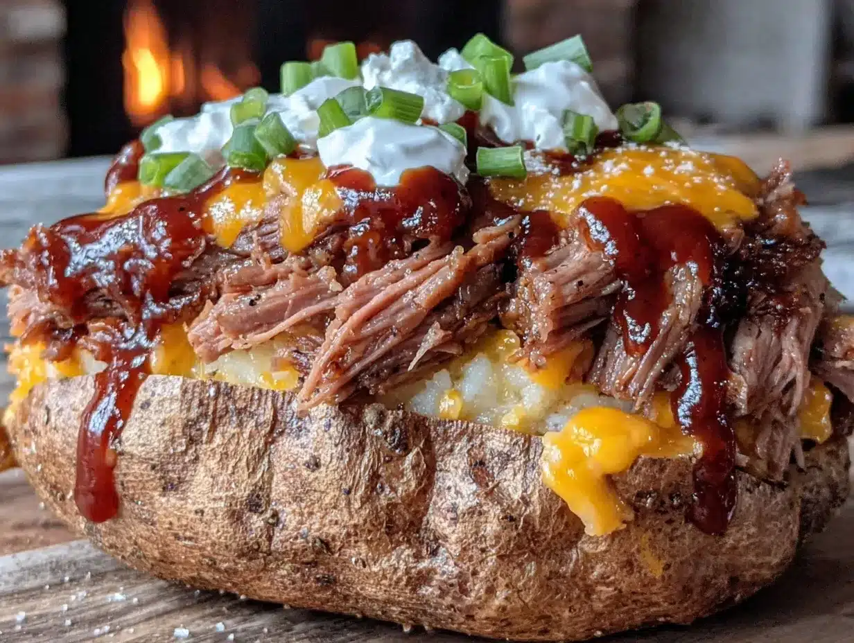 loaded bbq brisket baked potato preparation steps