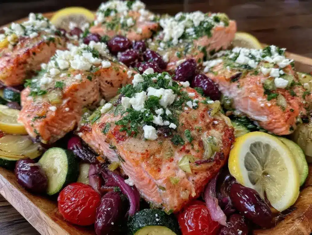 Mediterranean salmon sheet pan recipe - featured image