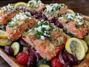 Mediterranean salmon sheet pan recipe - featured image