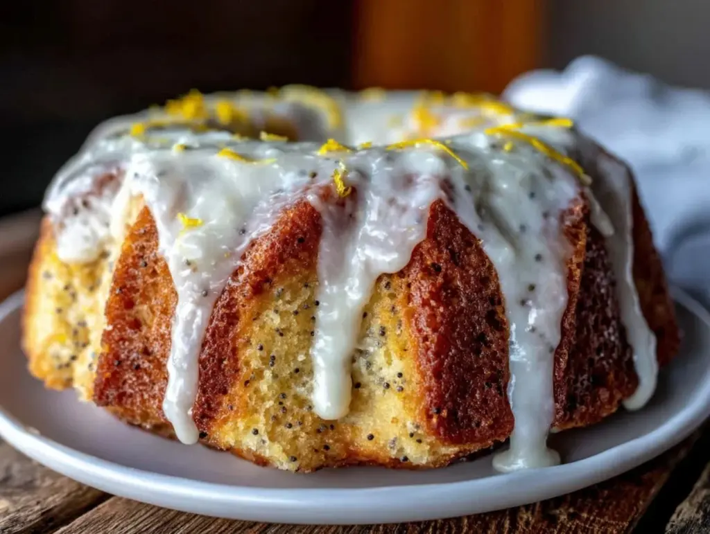 moist lemon poppyseed bundt cake - featured image