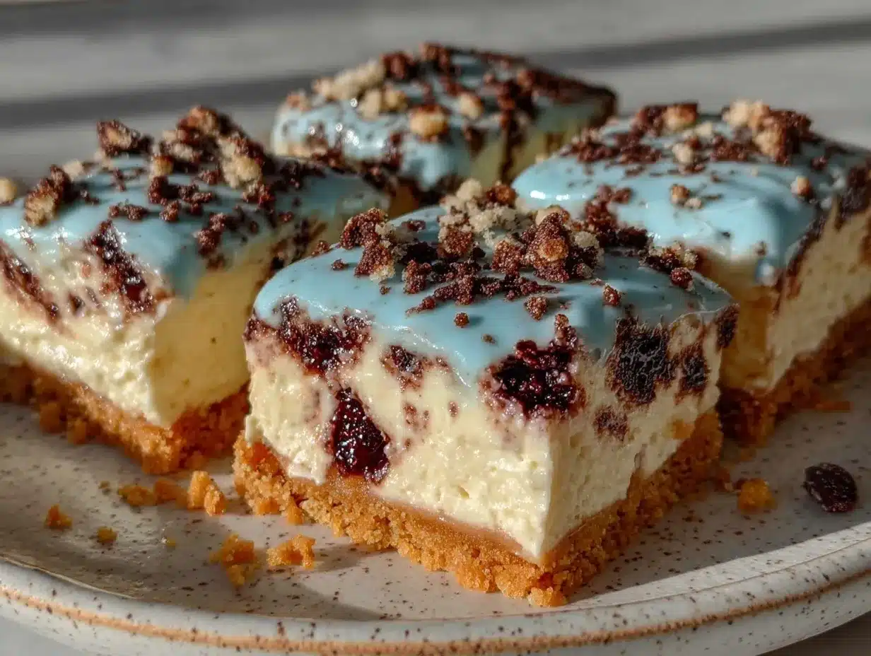 no-bake robins egg cheesecake bars preparation steps