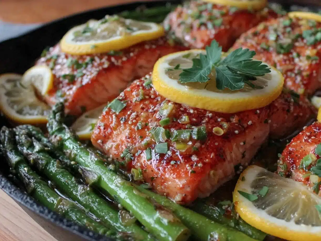 one-pan lemon garlic butter salmon - featured image
