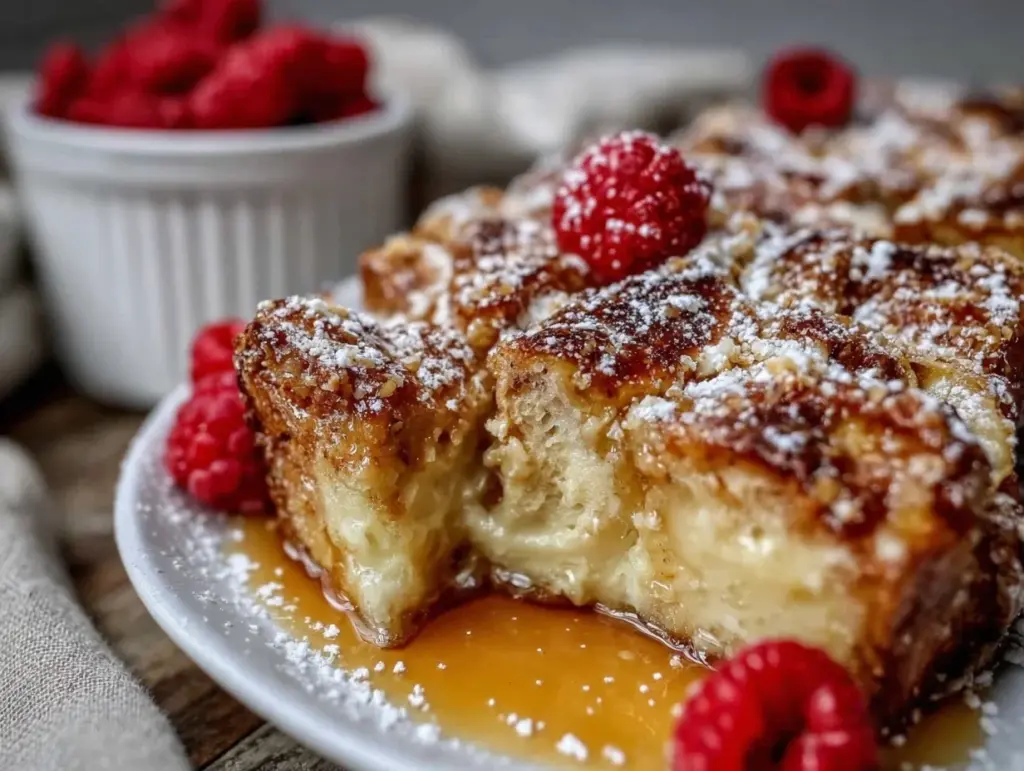 overnight croissant french toast casserole - featured image