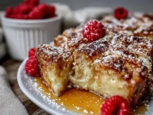overnight croissant french toast casserole - featured image
