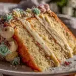 pastel floral vanilla layer cake - featured image