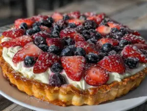 patriotic fruit and cream cheese tart recipe - featured image
