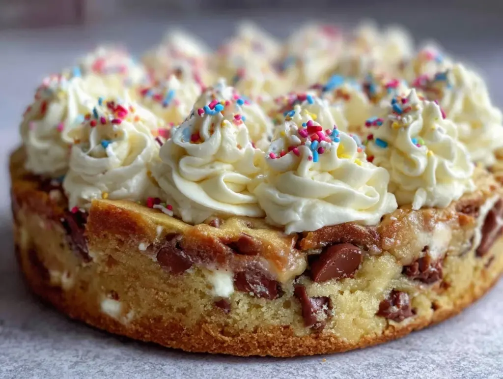 perfect chocolate chip cookie cake - featured image