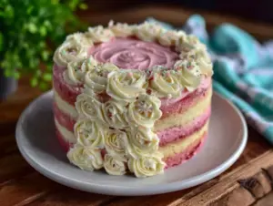 pink champagne ombré cake - featured image