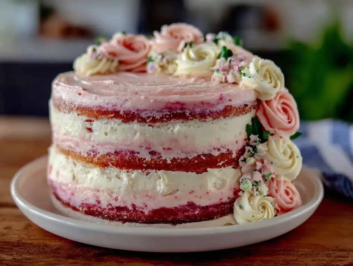 pink champagne ombré cake preparation steps