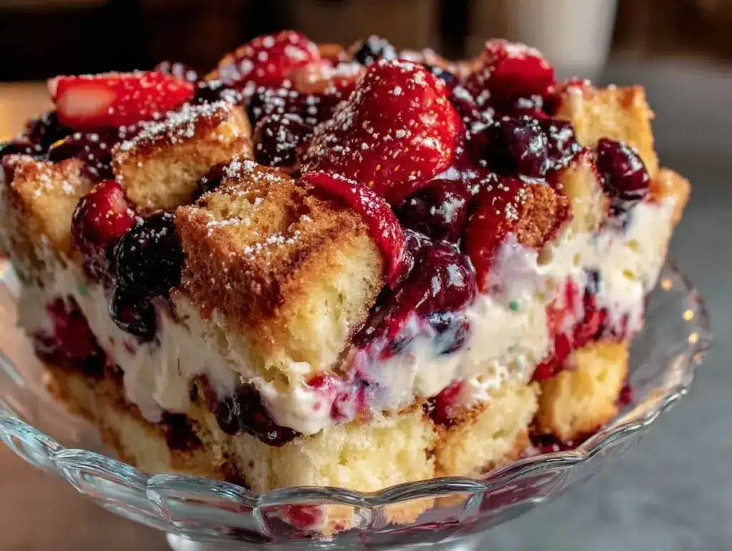 red white and blue strawberry shortcake trifle - featured image