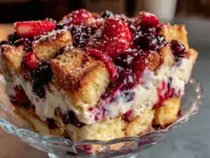 red white and blue strawberry shortcake trifle - featured image