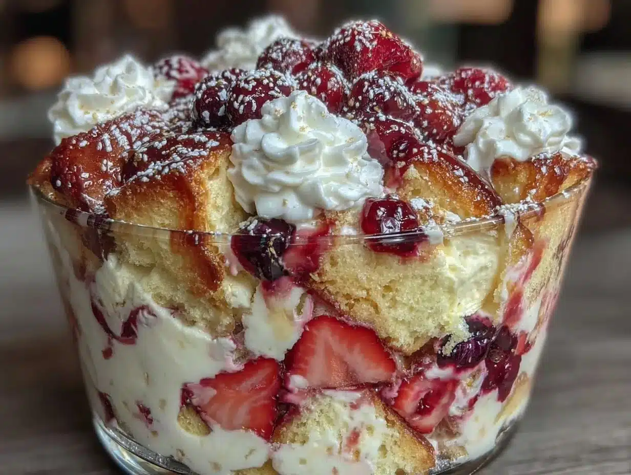 red white and blue strawberry shortcake trifle preparation steps