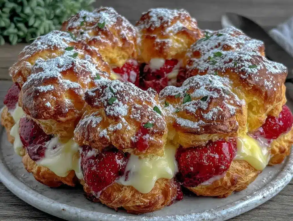 strawberry cream puff ring - featured image