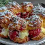 strawberry cream puff ring - featured image