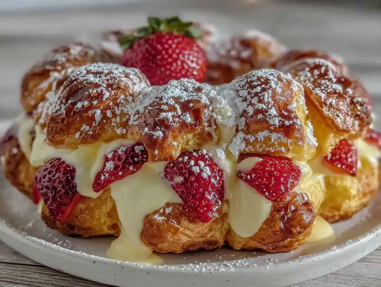 strawberry cream puff ring preparation steps