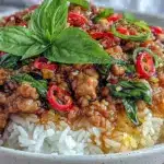 thai ground turkey basil stir fry - featured image