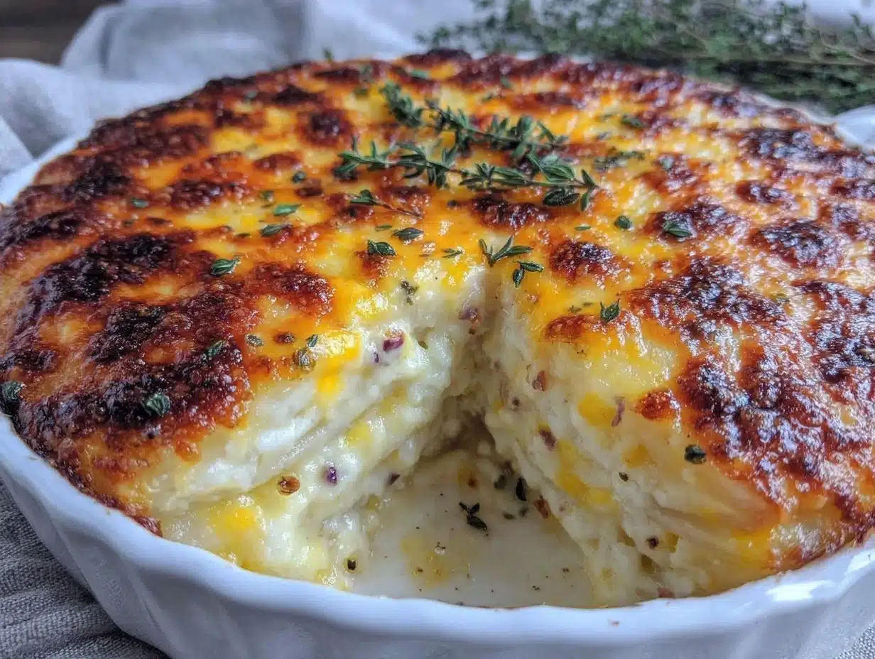 three-cheese au gratin potatoes - featured image