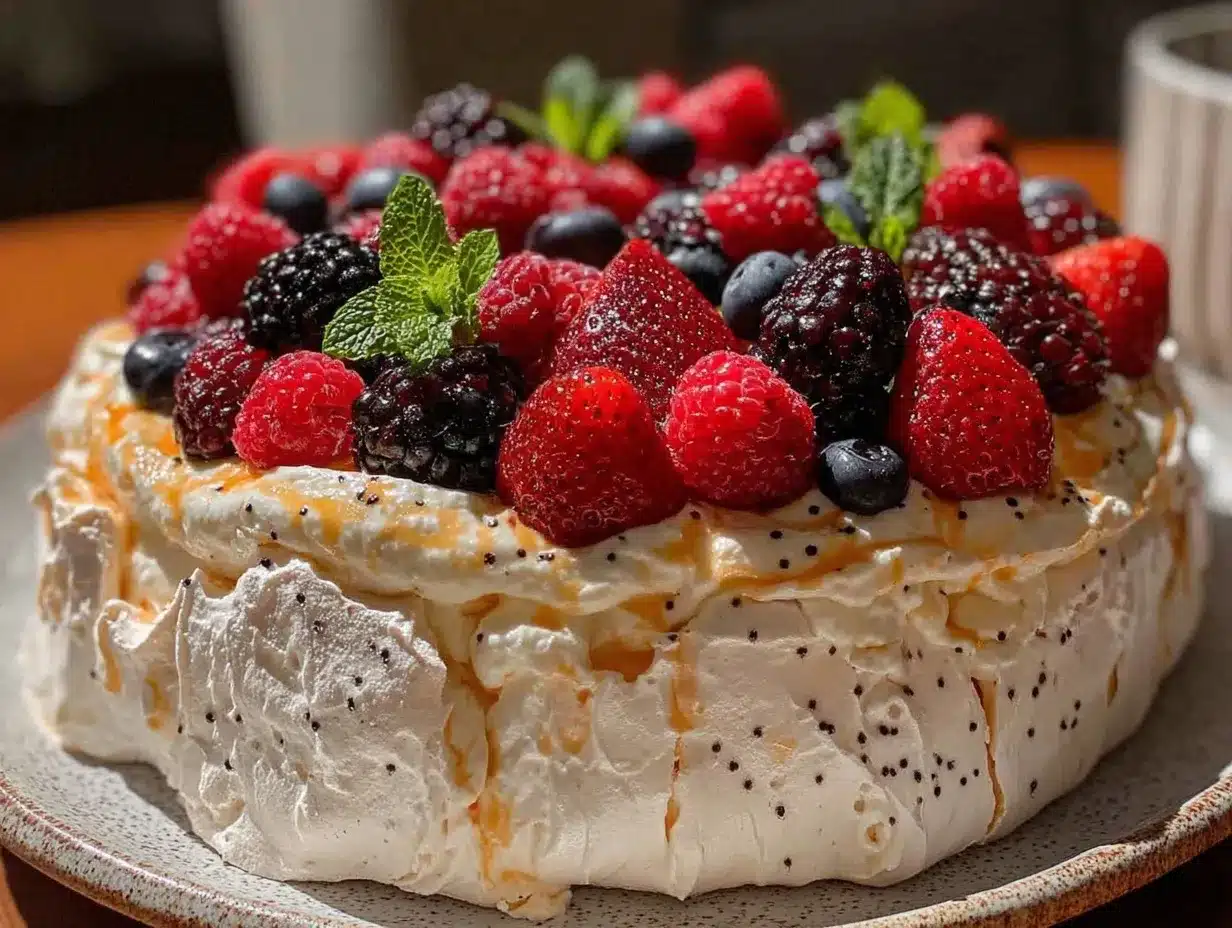 triple berry pavlova preparation steps