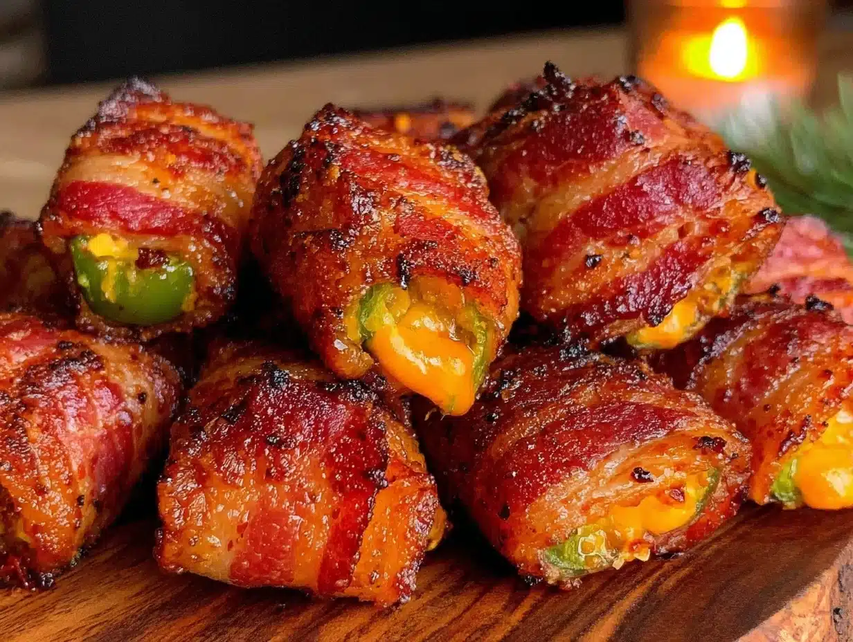 whiskey glazed bacon wrapped jalapeño poppers - featured image