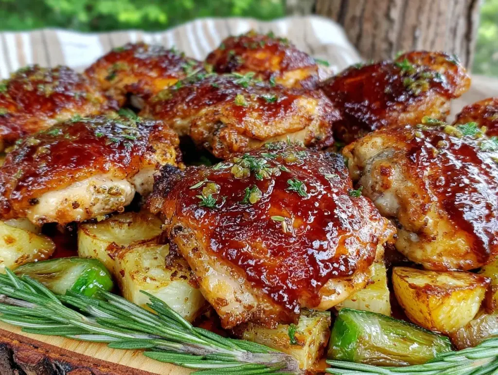 apricot glazed sheet pan chicken thighs - featured image