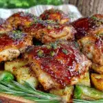 apricot glazed sheet pan chicken thighs - featured image